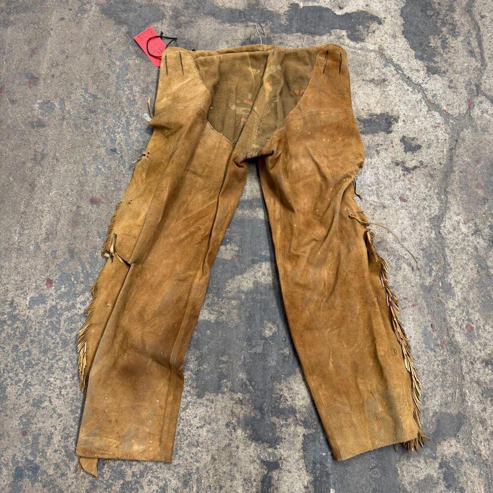 Vintage 1940s/50s Genuine Suede Fringed Western "Indian" Costume Trousers - Picture 6 of 6